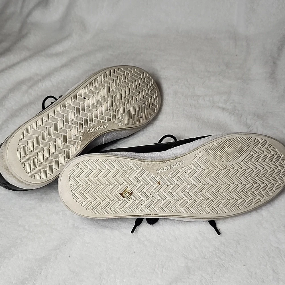 Converse Black Leather Low Top Sneakers Men 9 Women 10.5 Unisex - Picture 8 of 8